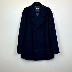 Jared Lang Mens 46 2XL Wool Blue Plaid Coat